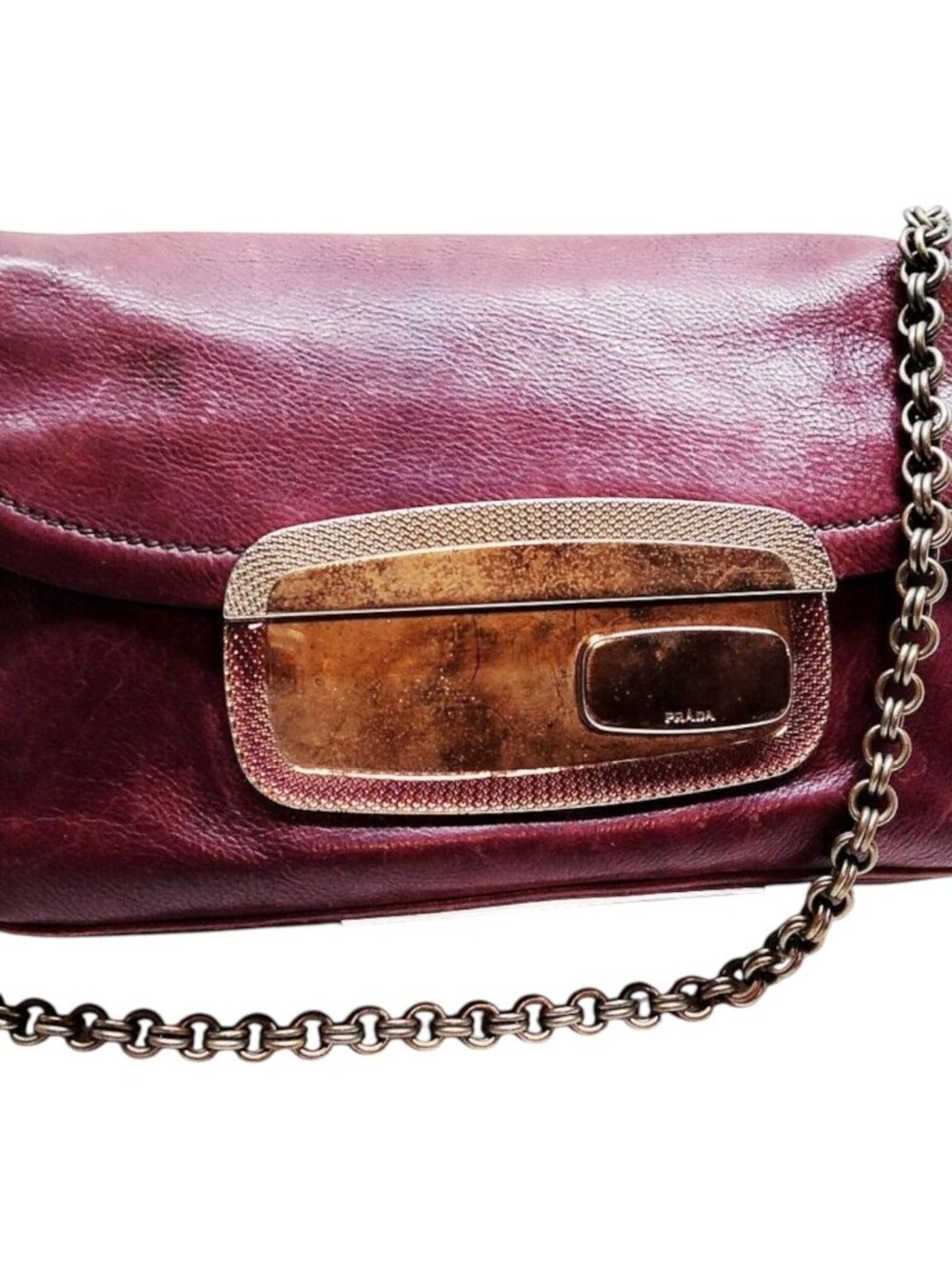 (L5) Prada Shoulder Bag Purple Leather